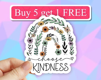 Choose kindness rainbow Sticker, be kind sticker, Laptop stickers, kindness sticker, Laptop decal, Water bottle Stickers, Waterproof Sticker