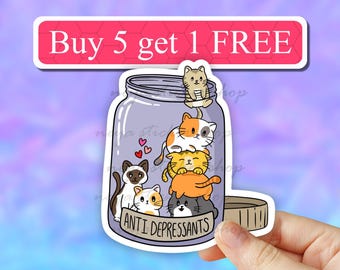 Antidepressant cats Sticker, Funny Cat Sticker, cats pill Bottle Sticker, Cat Mom Sticker, mental health, cat mama Laptop, cute decals