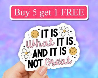 It Is What It Is and It Is Not Great Sticker, Mental Health Stickers, funny laptop sticker, sarcasm stickers, tumbler decal, water bottle