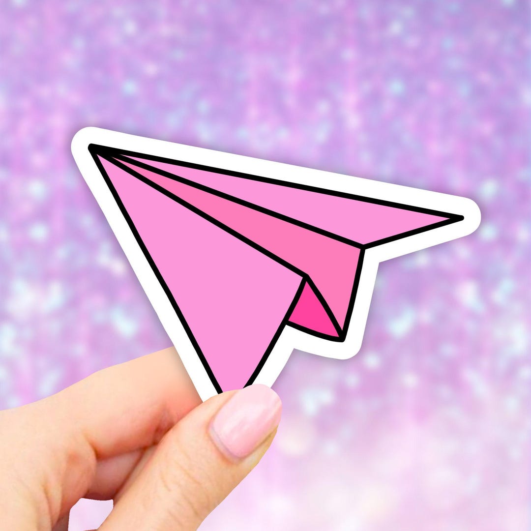 Pink Paper Plane Sticker, Laptop Stickers, Aesthetic Stickers, Water ...