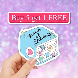 Book of Excuses sarcastic stickers, funny anti social sticker, sarcasm mental health, laptop Stickers, water bottle stickers, funny decals