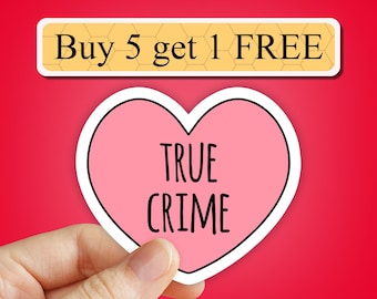 Heart True crime stickers, true crime podcasts sticker, True crime junkie sticker pack, trending stickers, laptop stickers, water bottle