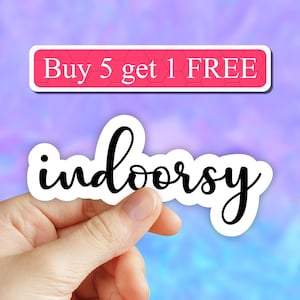 Indoorsy sticker, funny laptop stickers, funny stickers, laptop decal, tumbler stickers, introvert stickers, awkward stickers, waterbottle image 1