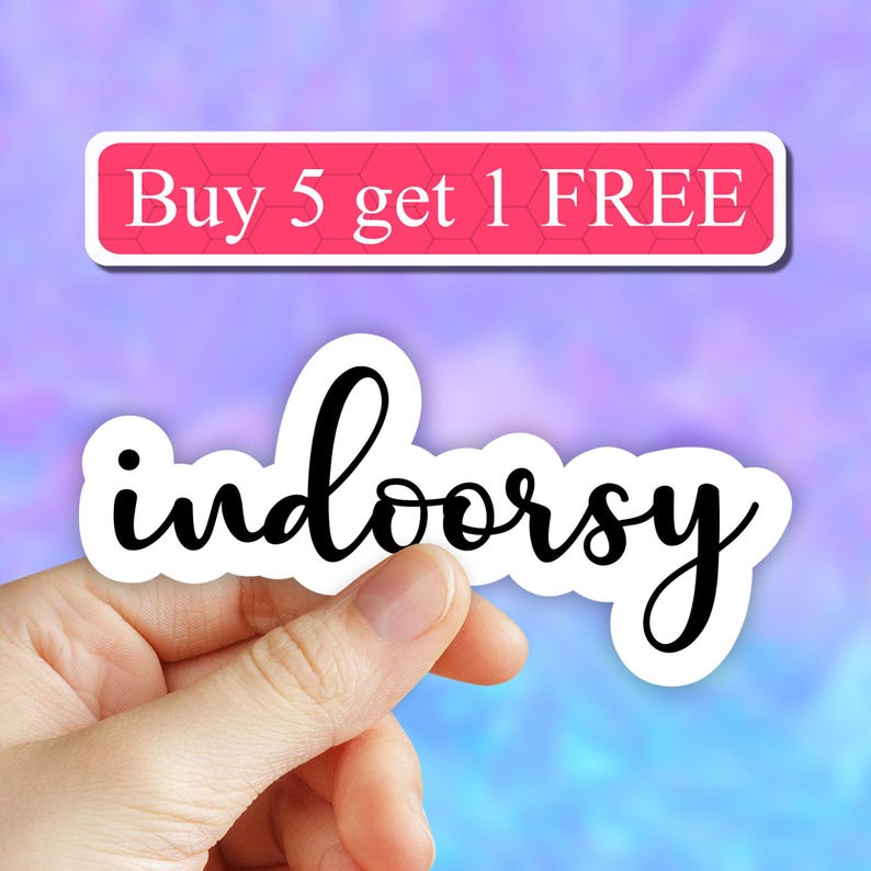 Indoorsy sticker, funny laptop stickers, funny stickers, laptop decal, tumbler stickers, introvert stickers, awkward stickers, waterbottle image 1