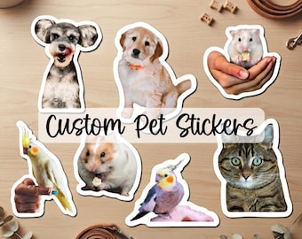 Custom Pet Sticker, custom Dog Stickers, custom Cat Stickers, Pet laptop Stickers, pet photo stickers, water bottle stickers, decal, tumbler