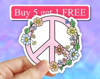 Floral Peace sign Sticker, peace sign sticker,  Inspirational stickers, Water bottle sticker, Laptop Stickers, Laptop decal, Vinyl stickers