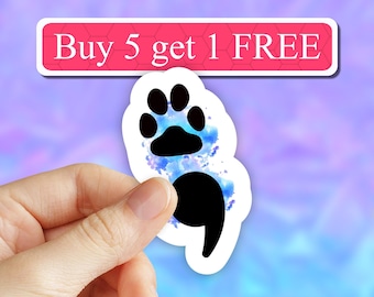 Paw semicolon sticker, Dog Stickers, Cat sticker, Pet stickers, Waterbottle sticker, Cat Mom Sticker, Laptop stickers, Aesthetic Stickers