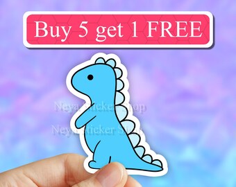 Cute blue Dinosaur Sticker, cute Dino Stickers, Laptop stickers, Aesthetic Stickers, Water bottle Stickers, Computer stickers, vinyl sticker