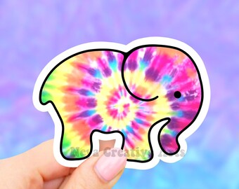 Tie Dye Elephant Sticker, Elephant Stickers, Laptop Decal, Aesthetic Stickers, Water bottle Stickers, Computer Stickers, Waterproof Stickers
