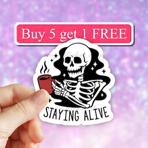 Skeleton coffee Sticker, but first Coffee Stickers, Laptop Stickers, Waterbottle Stickers, coffee decal, Tumbler Decal, Computer Stickers