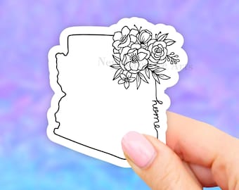Arizona State Sticker, Arizona Sticker, Floral USA States Map, Laptop Stickers, Water bottle Stickers, Vinyl Computer Decal, Car Decal
