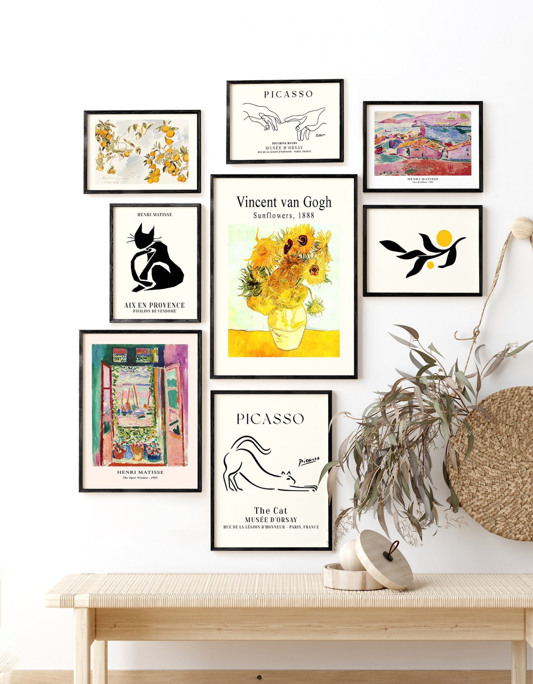 Elevate Your Wall Decor With Our 8-piece Frame Set Featuring Van Gogh