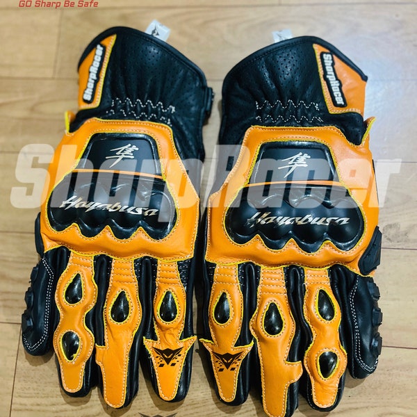 New Suzuki Hayabusa Motorcycle Motogp Racing Leather Gloves Hayabusa Short Gloves ( Gants courts Suzuki ) ( Guantes Cortos Suzuki )