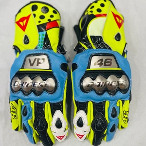 VR-46 Motorbike Racing Gloves - Top Grain Cowhide Leather CE Approved Motorcycle Gloves Gants