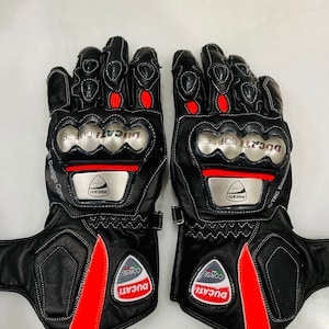 Ducati Corse Motorcycle MotoGP Motorbike Racing Leather Gloves Gants Men's (Guantes) All Size Available