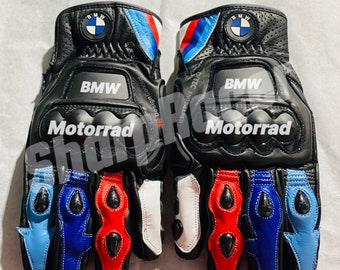 BMW Motorrad MotoGP Motorbike Racing Leather Short Gloves Men's All Size Available ( Gants Guantes )