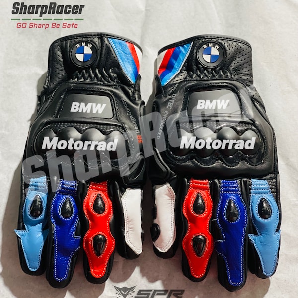 BMW Motorrad MotoGP Motorbike Racing Leather Short Gloves Men's All Size Available ( Gants Guantes )