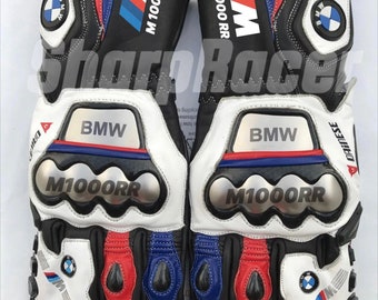 BMW Motorrad M1000RR MotoGP Moto Racing Guanti in pelle da uomo in tutte le taglie disponibili (Gants Guantes)