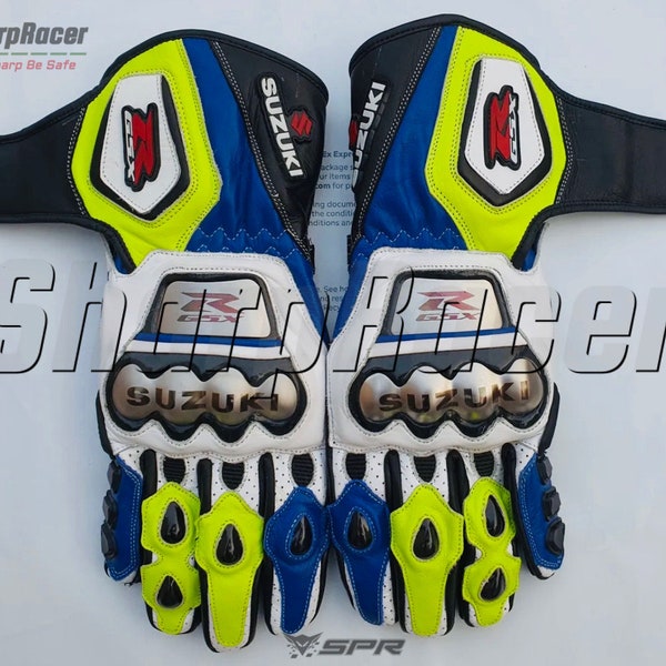 New Suzuki GSXR Motorcycle Motogp Racing Leather Gloves Motorbike Racing Short Gloves ( Gants courts Suzuki ) ( Guantes Cortos Suzuki )