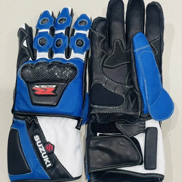 New Suzuki GSXR Motorcycle Motogp Racing Leather Gloves Motorbike Racing Short Gloves ( Gants courts Suzuki ) ( Guantes Cortos Suzuki )