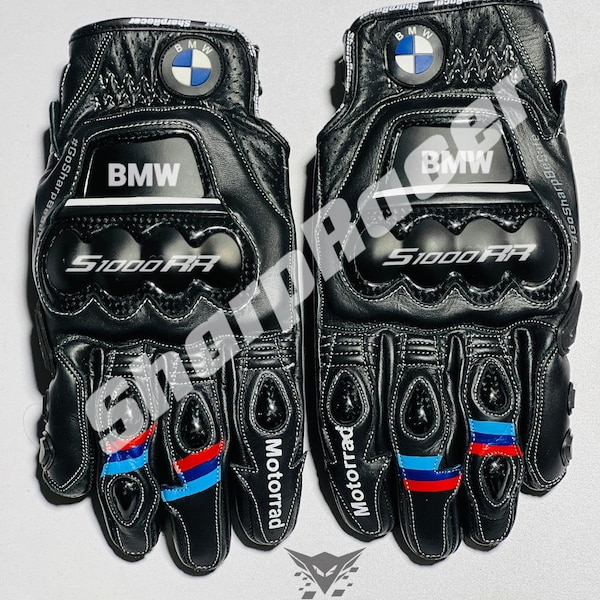 BMW Motorrad S1000RR MotoGP Motorbike Racing Leather Short Gloves Men's All Size Available ( Gants Guantes )