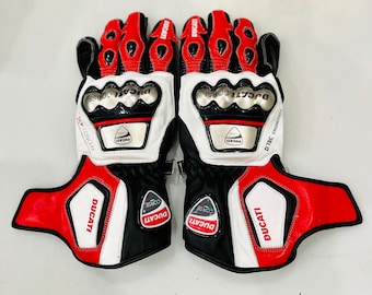 DUCATI Corse Motorrad Racing Lederhandschuhe - Top Grain Leather Leather CE-geprüfte Motorrad Gants Guantes