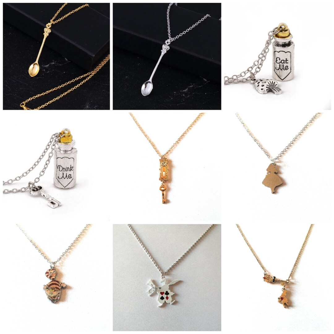 Alice Wonderland Necklace Mad Hatter Spoon Necklace Cheshire Etsy