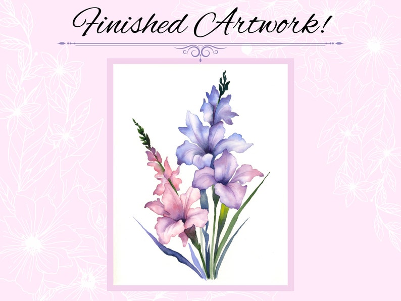 Gladiolus Flower Drawing Outline Printable PDF Digital Download for Coloring or Painting zdjęcie 6