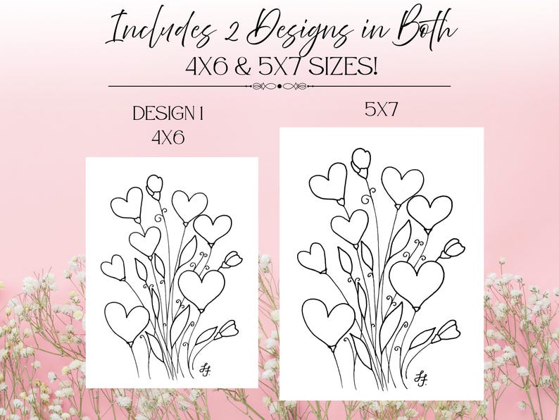 DIY Valentine Card Drawing Outlines 2 Designs PDF Digital Download ...
