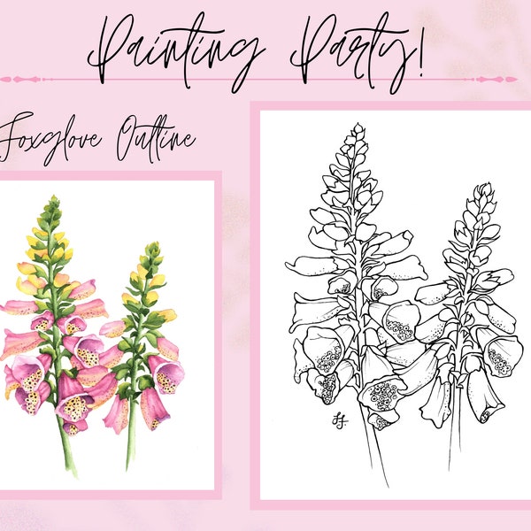 Foxglove Flower Drawing Outline Coloring/painting Pdf Printable ...