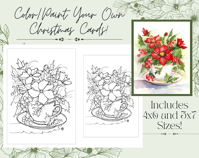 4x6 5x7 Christmas Card Templates Downloadable Printable Outlines to