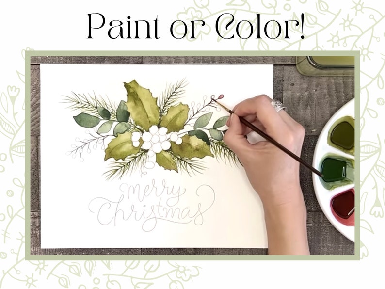 Christmas Card 4x6 AND 5x7 Drawing Outline DIY Digital PDF - Etsy