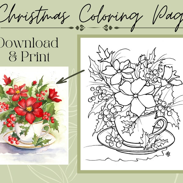 8x10 Christmas Coloring Page Outline Template, Download, Trace, Color/Paint/Create Christmas Artwork