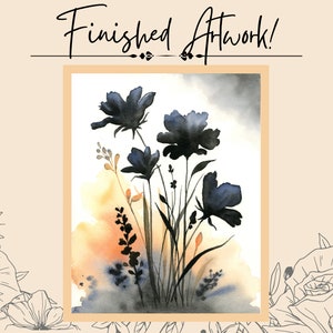 Silhouette Blume Zeichnung PDF Gliederung Färbung/Malseite Black Sunset Wilde Blumen Bild 6