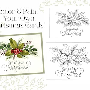 Cartão de Natal 4x6 E 5x7 Desenho Esboço DIY Digital PDF Download Cartão de Colorir de Natal