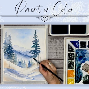 Snowy Winter Mountain Landscape Outline/template for Coloring or ...
