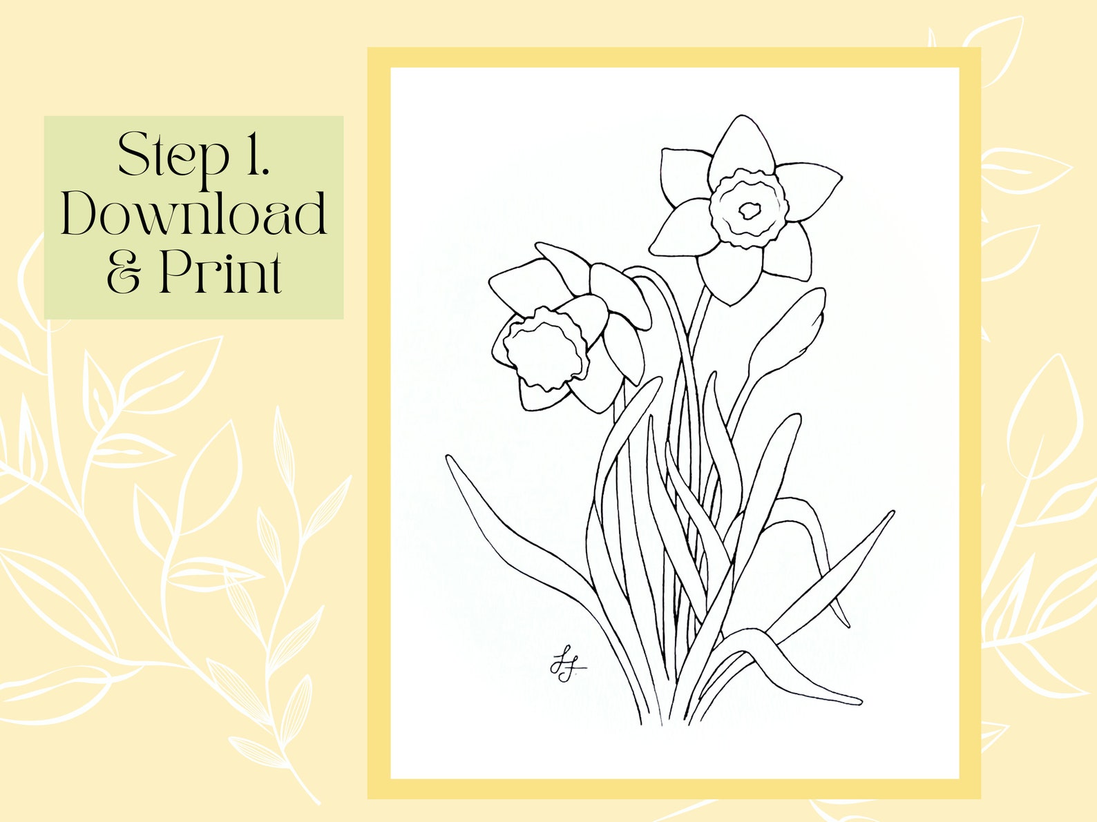 Printable Download of Daffodil Flower Outline Drawing - Etsy