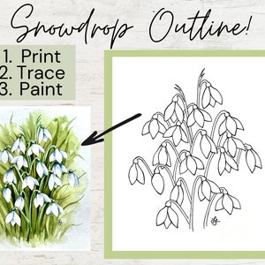 Snowdrop Flower Outline/Template! Digital Printable PDF