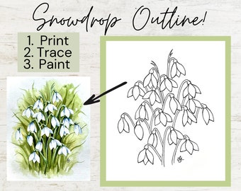 Snowdrop Flower Outline/Template! Digital Printable PDF