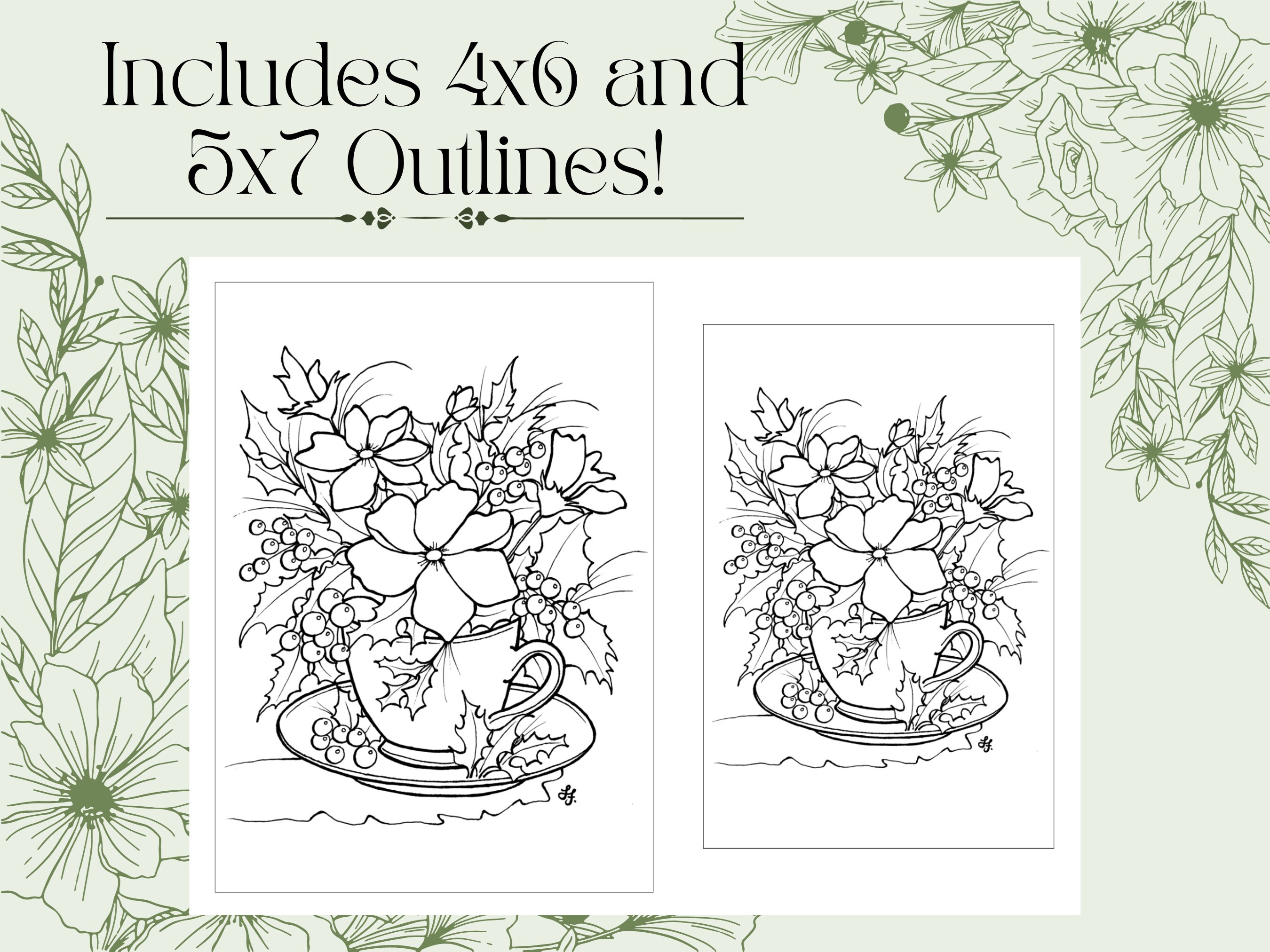 4x6 &amp; 5x7 Christmas Card Templates Downloadable Printable Outlines to ...