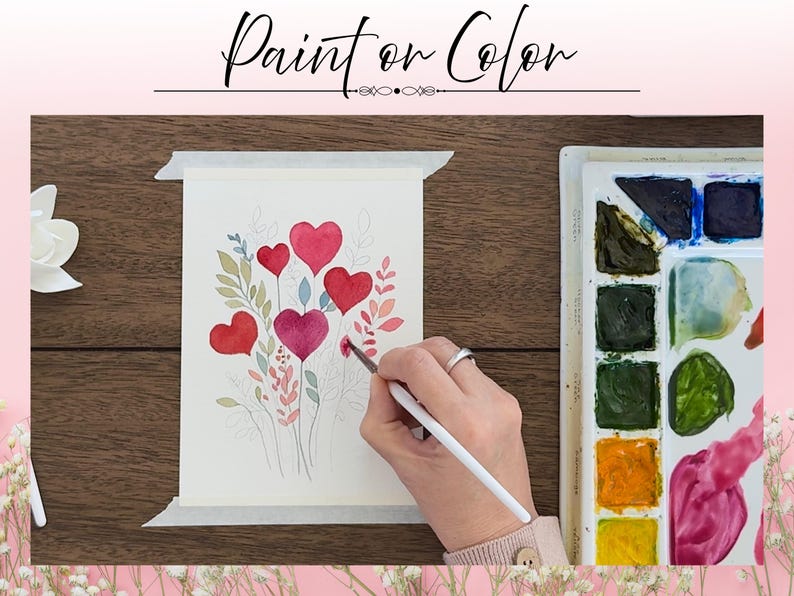 DIY Valentine Card Drawing Outlines 2 Designs PDF Digital Download ...
