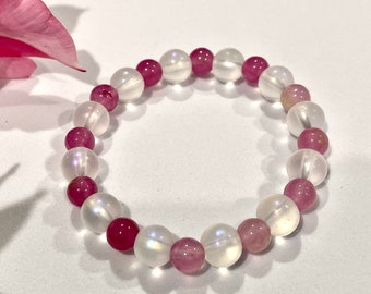 Kids Mermaid Aura Glass and Natural Gemstone Beads Bracelet