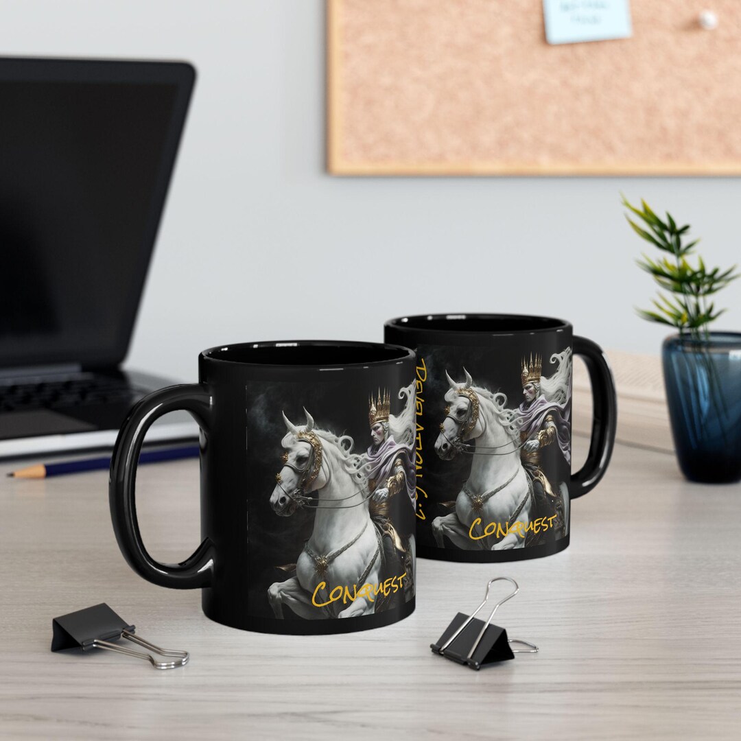 Apocalyptic Art Mug Revelation 62 First Horseman of Conquest White