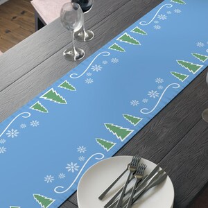 Christmas Tree Table Runner, Winter Evergreen Table Runner, Christmas Table Runner, Holiday Table Runner, Wintry Tablescape