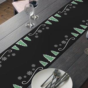 Christmas Tree Table Runner, Evergreen Table Decor - Winter Table Runner, Holiday Home Decor
