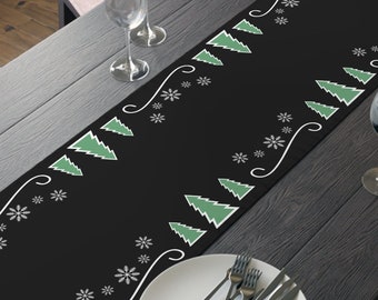 Evergreen Tree Table Runner, Christmas Winter Holiday, Hosting Entertaining Modern Farmhouse Home Decor