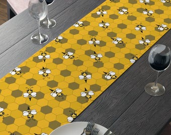 Honeycomb Bee Table Runner, Rustic Farmhouse Decor