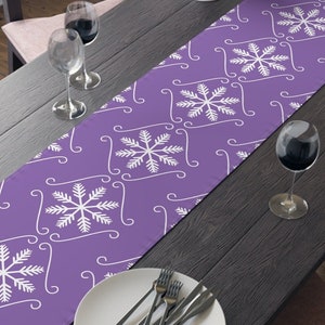 Wintry Snowflake Table Runner Purple - Winter Home Decor - Christmas Holiday Dining Accessory - Winter Wonderland Theme - Holiday Home Decor