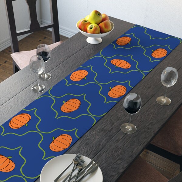 Pumpkin Table Runner Retro Fall Runner Pumpkin Runner Fall Table Runner Retro Print Runner Autumn Runner Mid-Century Modern Table Runner