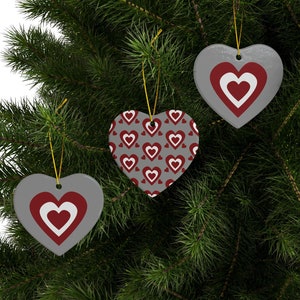 Valentine Ornament Set - Ceramic Hearts Double-Sided (3pcs, 5pcs, 10pcs) - Valentine Home Decor